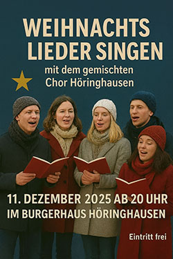 Einladung zum Weihnachtsliedersingen mit dem gemischten Chor Höringhausen